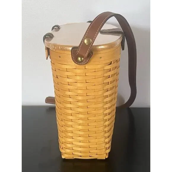 Longaberger 2000 Saddlebrook Country Estate Purse Maple Leather Strap Y2K VTG - Picture 5 of 14